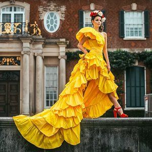 Yellow Couture Dress with Train